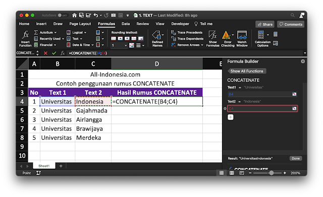 Rumus CONCATENATE di Excel Rumus CONCATENATE di Excel