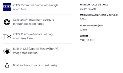Spesifikasi Vario Tessar T* FE F4 ZA OSS Spesifikasi Vario Tessar T* FE F4 ZA OSS