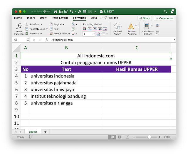 Rumus UPPER Pada Excel Rumus UPPER Pada Excel
