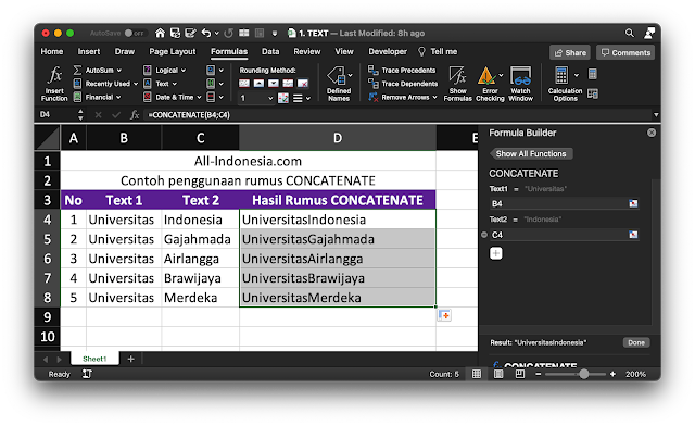Rumus CONCATENATE di Excel Rumus CONCATENATE di Excel