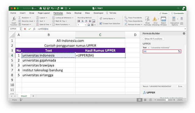 Rumus UPPER Pada Excel Rumus UPPER Pada Excel