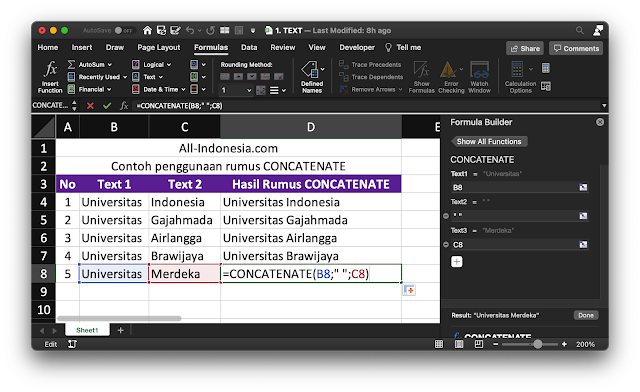 Rumus CONCATENATE di Excel Rumus CONCATENATE di Excel
