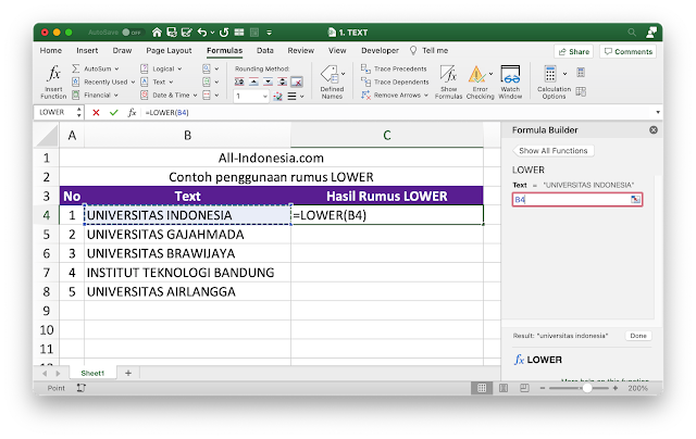 Rumus Lower pada Excel Rumus Lower pada Excel